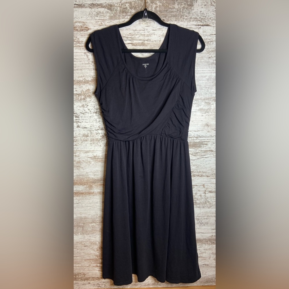 Garnet Hill black scoop Neck Wrap Lined Jersey Dress Sleeveless midi sz 6 EUC